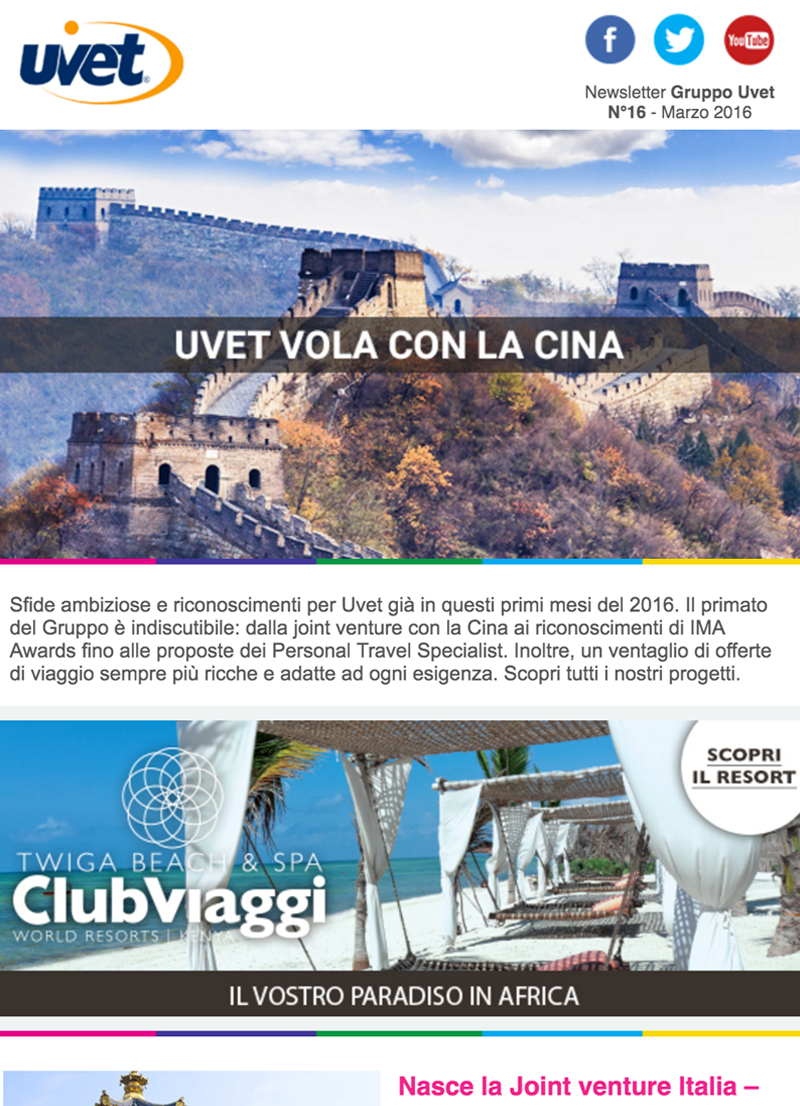 Uvet vola con la Cina